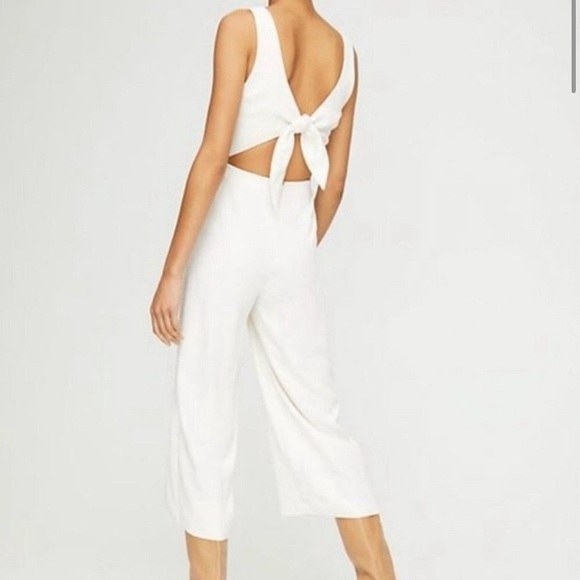 Aritzia Wilfred Écoulement Jumpsuit White Birch Square Neck Wide Leg Size 0 - Picture 2 of 7